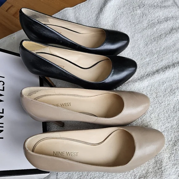 Nine West Two-Tone Pointed Toe Pumps in Black and Taupe size 6.5 - Picture 3 of 14